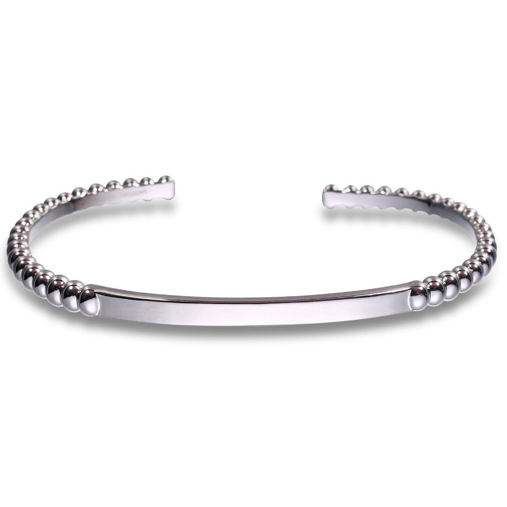 Beaded Cuff Bracelet in Silver